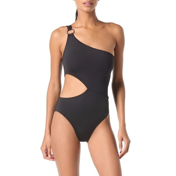 Michael Kors Other - NWT Michael Kors One Piece Swimsuit Womens Black Cutout One Shoulder Sz 4 $118